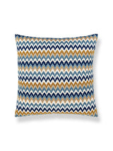 Scalamandre Rainbow Mountain Crewel 22 X 22 - Denim Gold Decorative Pillow