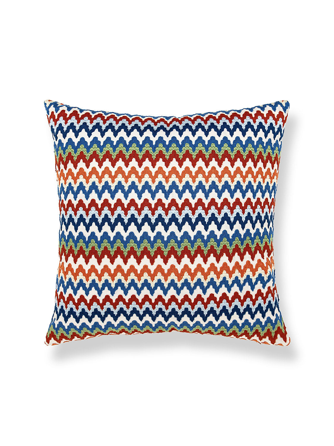 Scalamandre Rainbow Mountain Crewel 22 X 22 - Cobalt Rouge Decorative Pillow