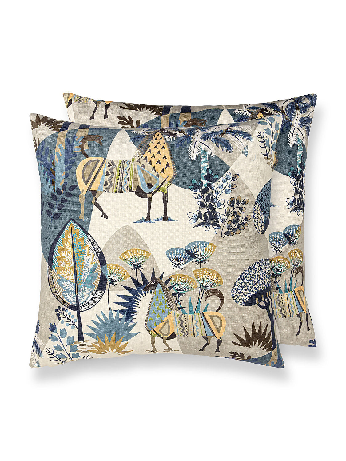 Scalamandre Llamas 24 X 24 - Bluestone Wheat Decorative Pillow