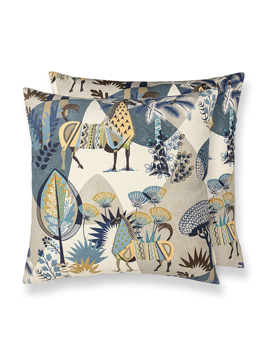 Scalamandre Llamas 24 X 24 - Bluestone Wheat Decorative Pillow