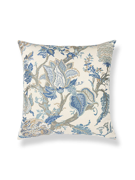 Scalamandre Indienne Lampas 24 X 24 - Federal Blue Decorative Pillow