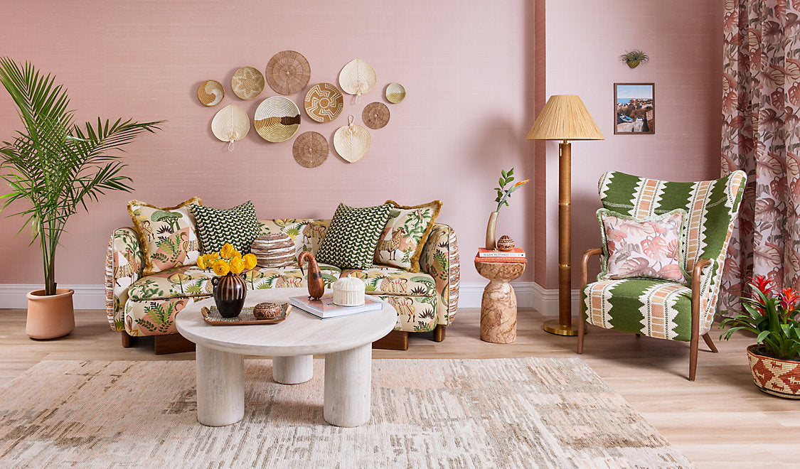 Scalamandre Llamas Leaf Terracotta Bird Animal Printed Fabric- Green -  Special Order