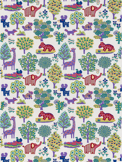 Scalamandre Nursery Crewel Pastels Novelty Embroidery Acrylic Fabric- White  - Special Order