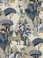 Scalamandre Llamas Bluestone Wheat Bird Animal Printed Fabric- Blue -  Special Order