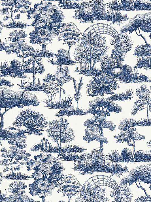 Scalamandre Garden Toile Lapis Wallcovering
