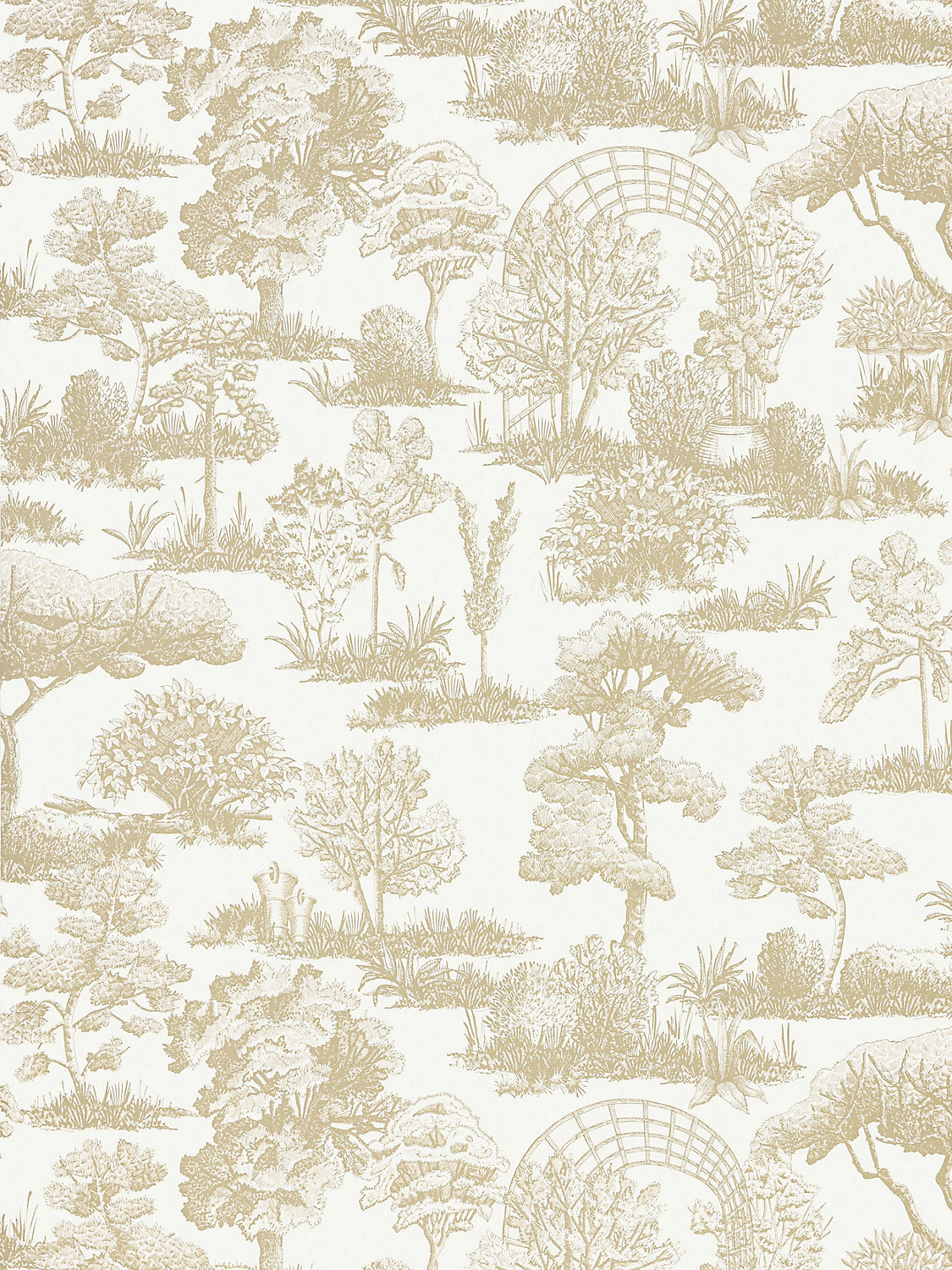 Scalamandre Garden Toile Latte Wallcovering