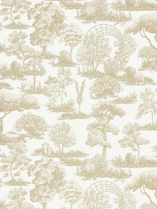 Scalamandre Garden Toile Latte Wallcovering