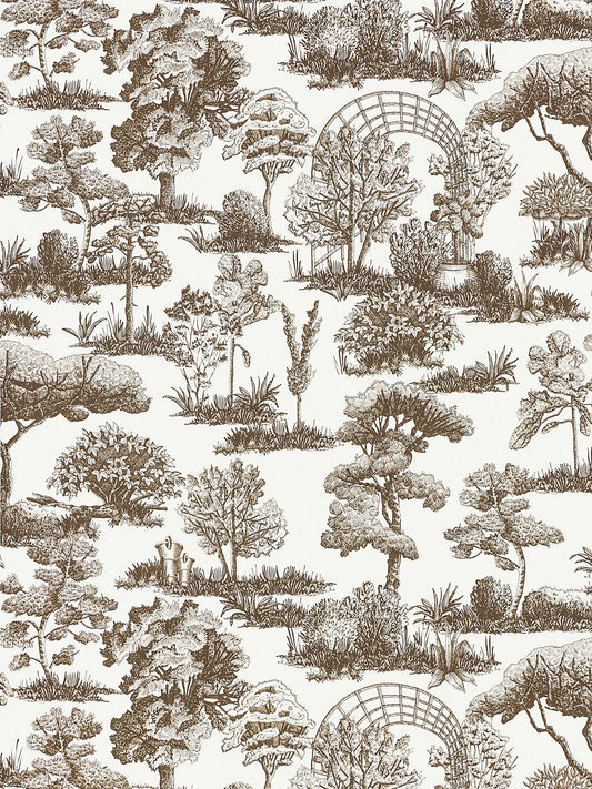 Scalamandre Garden Toile Espresso Wallcovering