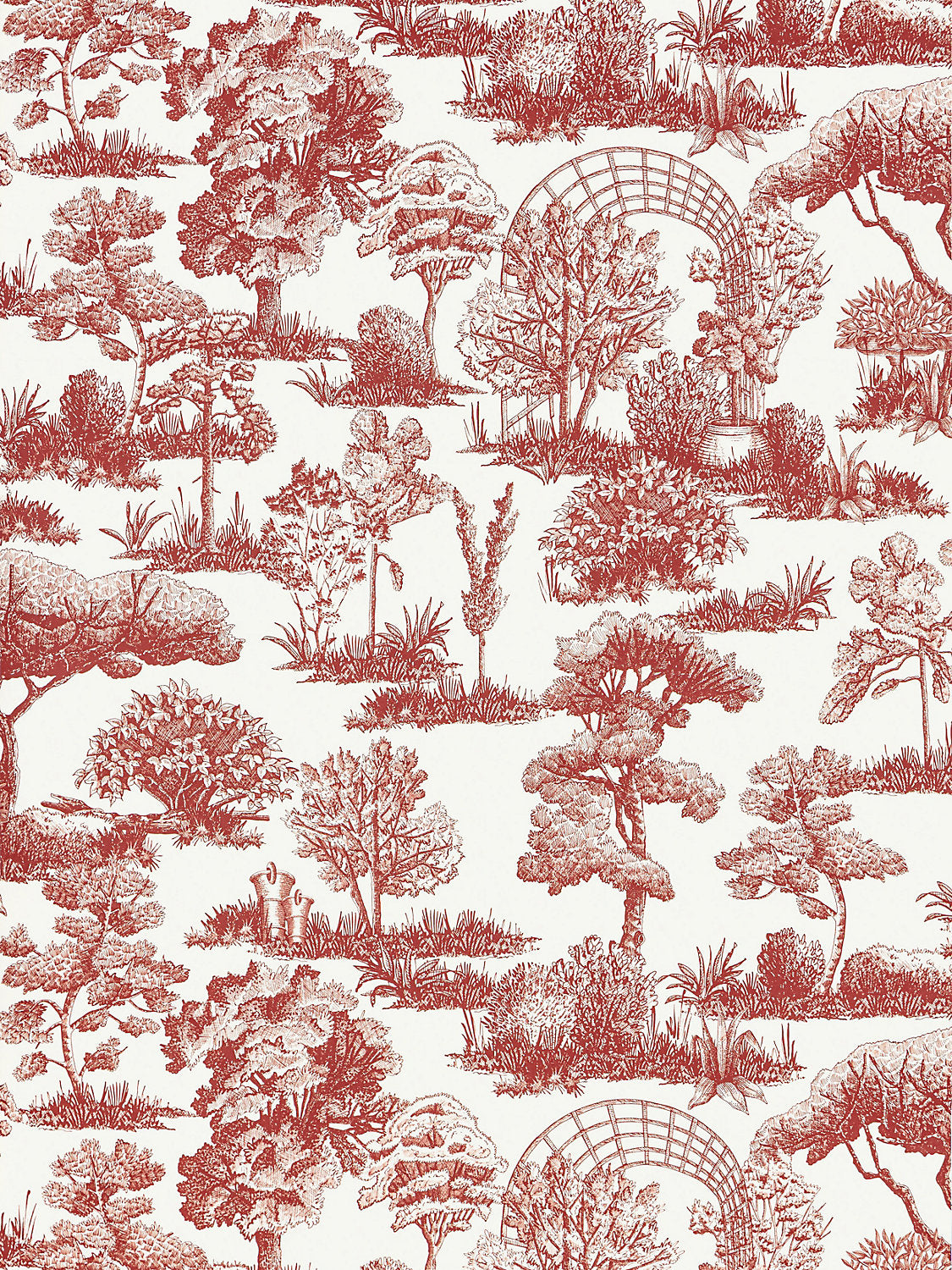 Scalamandre Garden Toile Cardinal Wallcovering