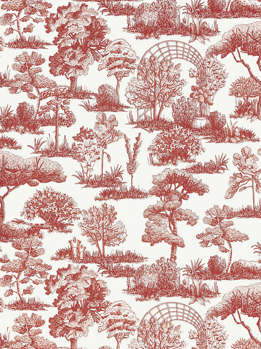 Scalamandre Garden Toile Cardinal Wallcovering
