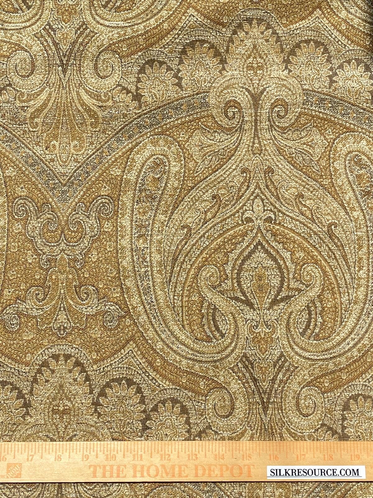 Scalamandre Asha Gold Woven Turkish Paisley Chenille-  Gold Red Rust - By The Yard