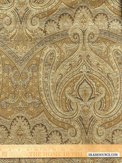 Scalamandre Asha Gold Woven Turkish Paisley Chenille-  Gold Red Rust - By The Yard