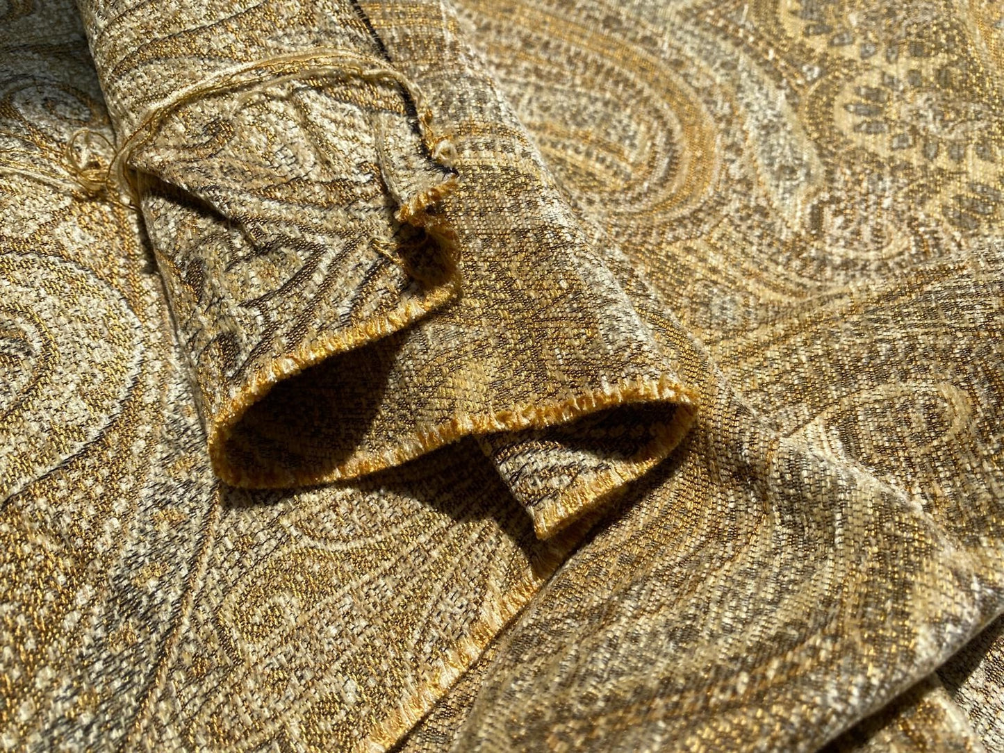 Scalamandre Asha Gold Woven Turkish Paisley Chenille-  Gold Red Rust - By The Yard