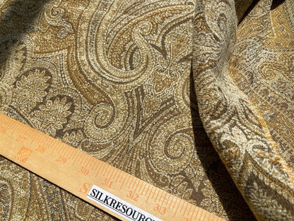 Scalamandre Asha Gold Woven Turkish Paisley Chenille-  Gold Red Rust - By The Yard