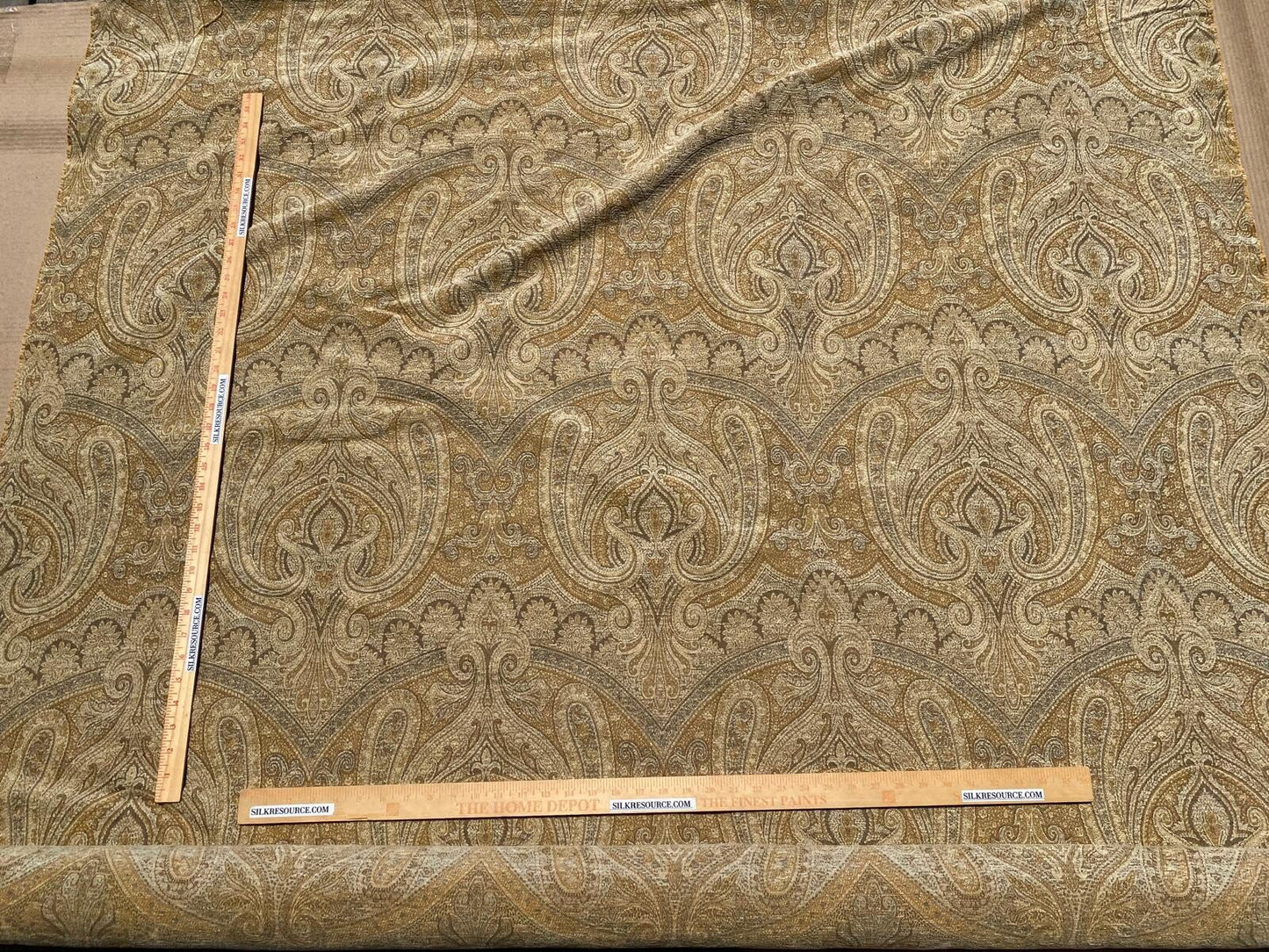 Scalamandre Asha Gold Woven Turkish Paisley Chenille-  Gold Red Rust - By The Yard