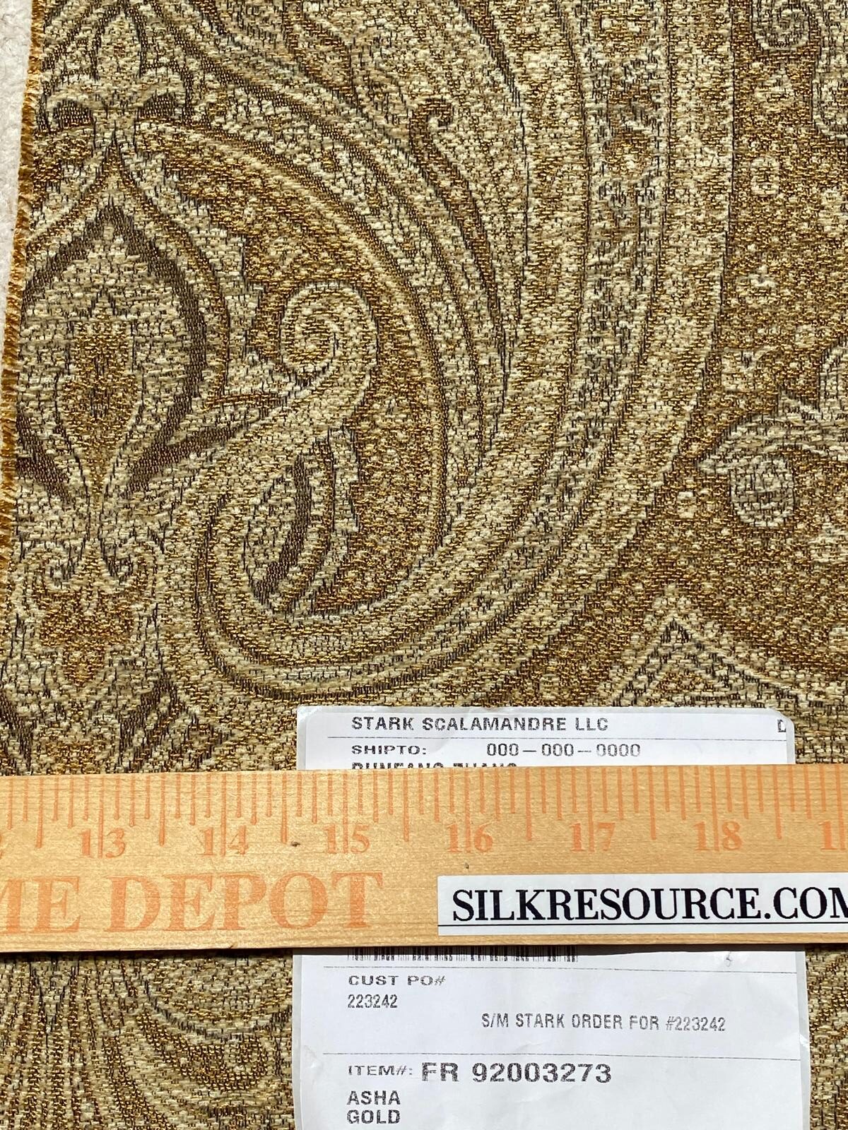 Scalamandre Asha Gold Woven Turkish Paisley Chenille-  Gold Red Rust - By The Yard