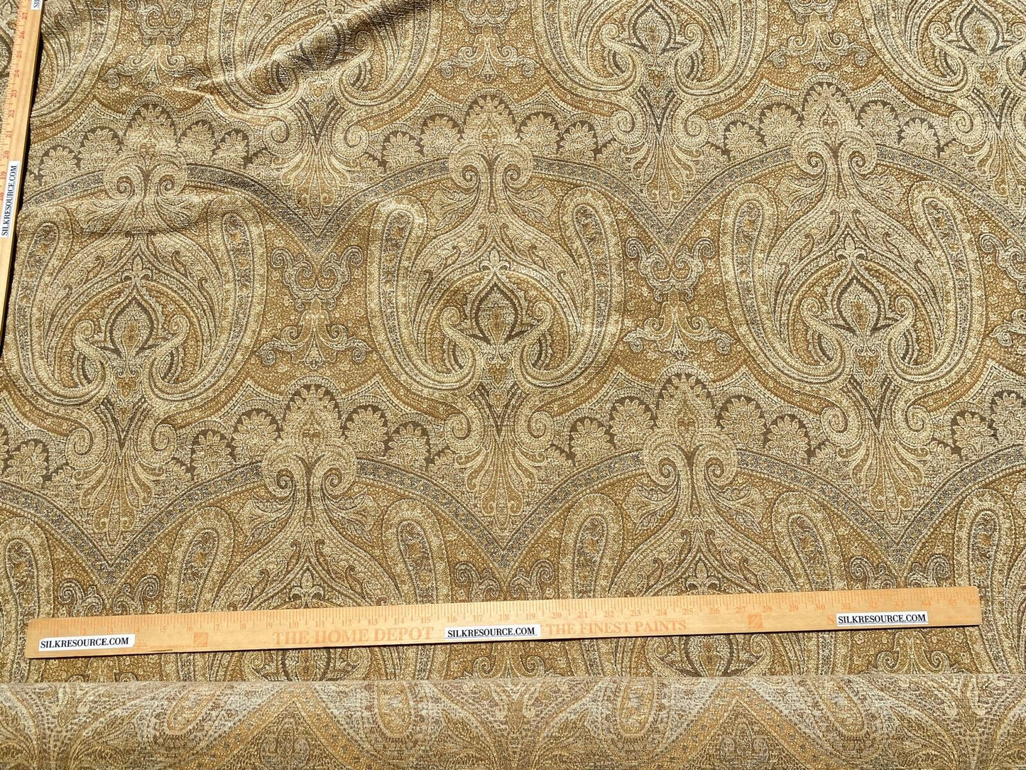 Scalamandre Asha Gold Woven Turkish Paisley Chenille-  Gold Red Rust - By The Yard