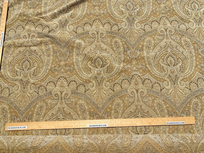 Scalamandre Asha Gold Woven Turkish Paisley Chenille-  Gold Red Rust - By The Yard