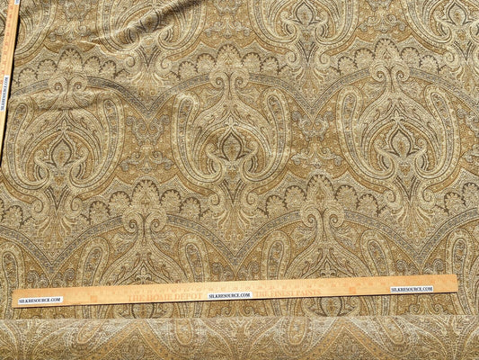 Scalamandre Asha Gold Woven Turkish Paisley Chenille-  Gold Red Rust - By The Yard
