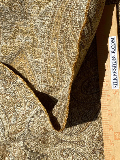 Scalamandre Asha Gold Woven Turkish Paisley Chenille-  Gold Red Rust - By The Yard