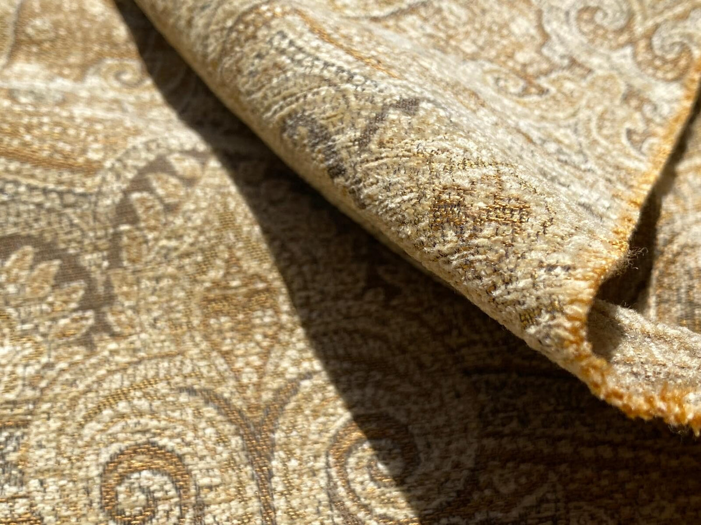 Scalamandre Asha Gold Woven Turkish Paisley Chenille-  Gold Red Rust - By The Yard