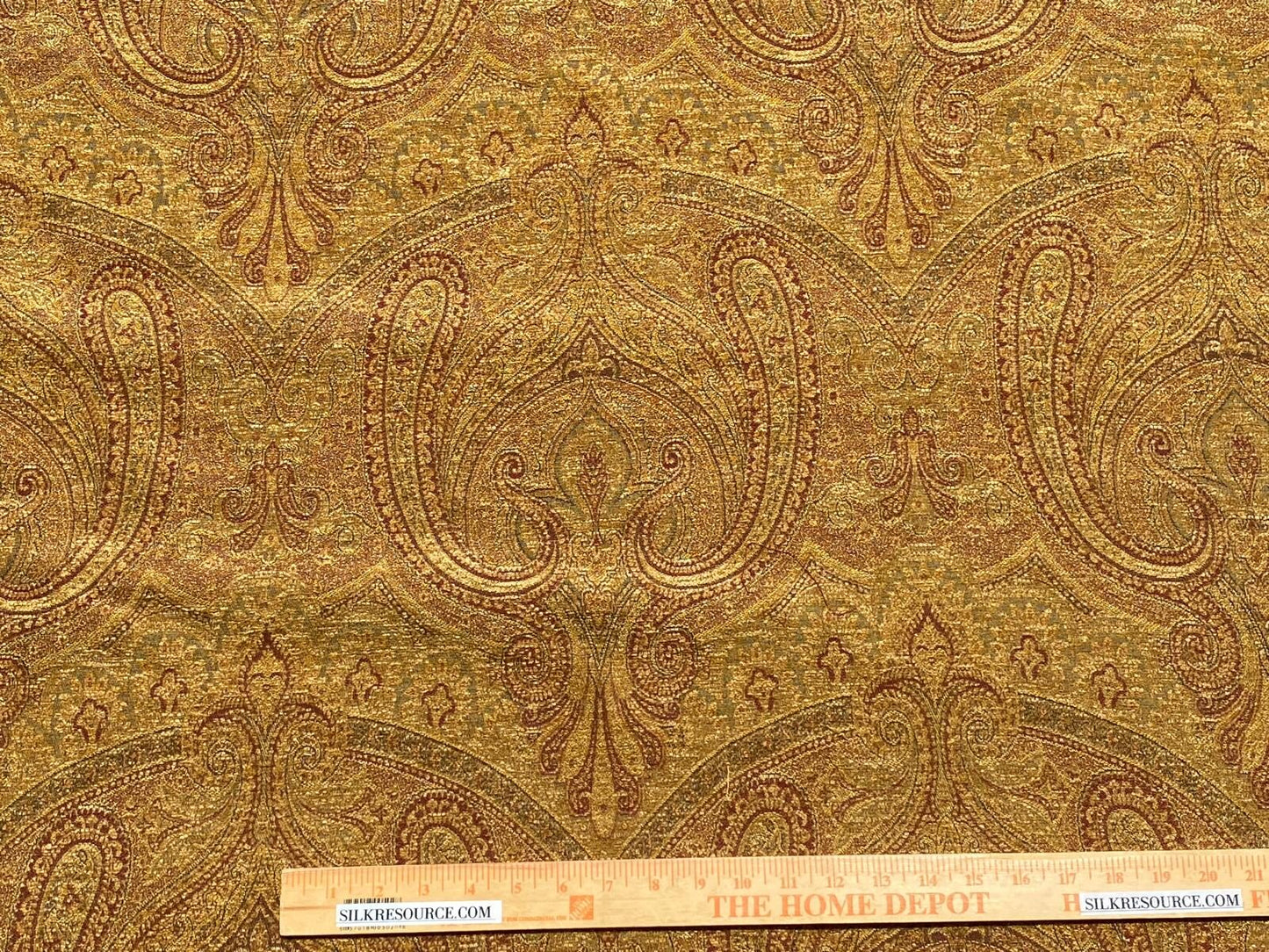 Scalamandre Asha Topaz Woven Turkish Paisley Chenille Paisley Gold - By The Yard