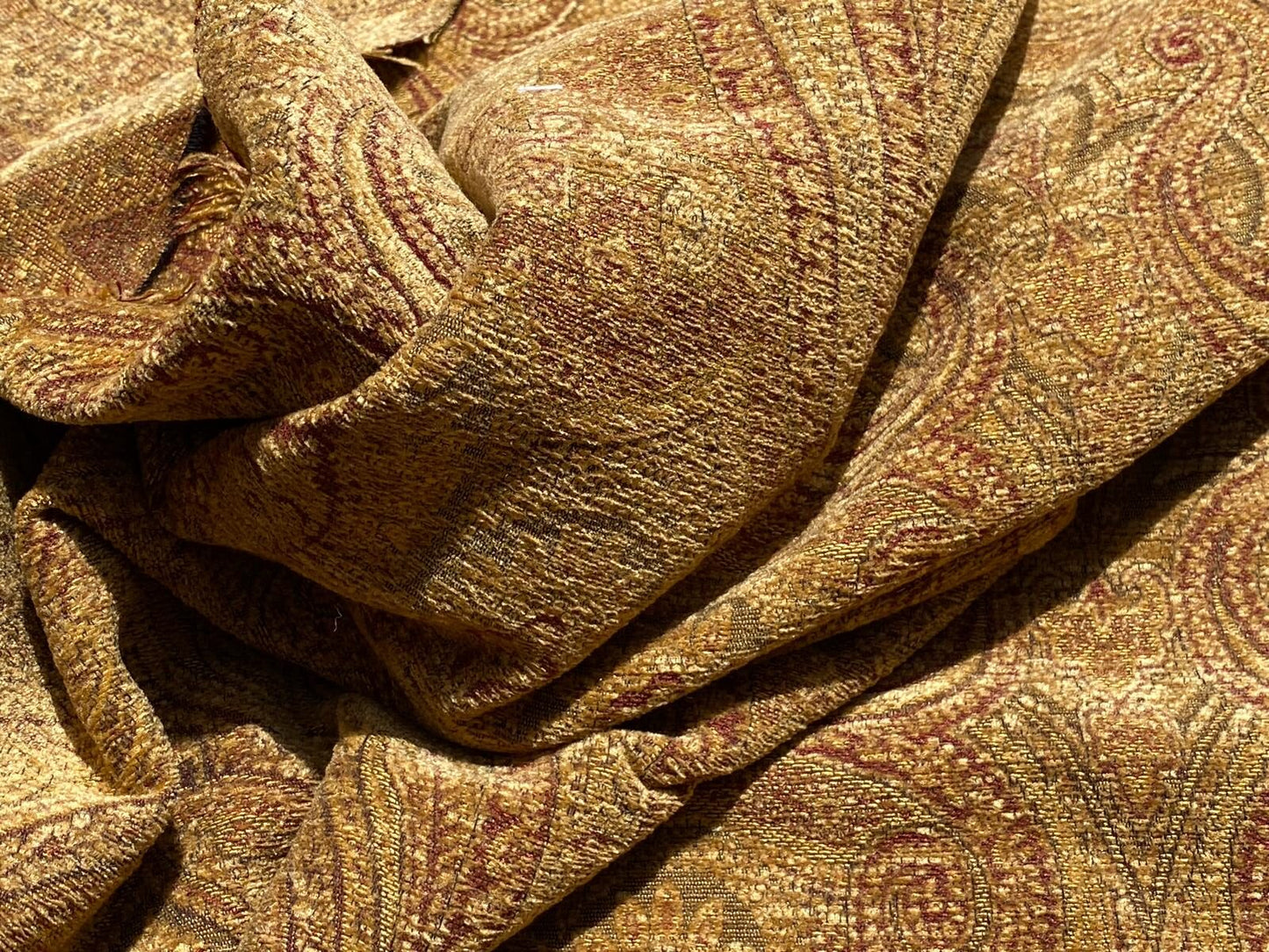 Scalamandre Asha Topaz Woven Turkish Paisley Chenille Paisley Gold - By The Yard