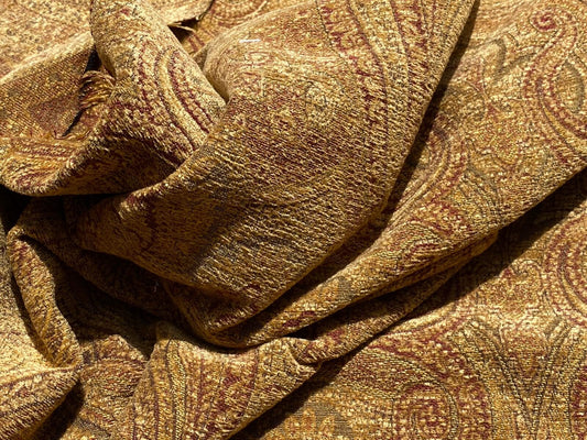 Scalamandre Asha Topaz Woven Turkish Paisley Chenille Paisley Gold - By The Yard