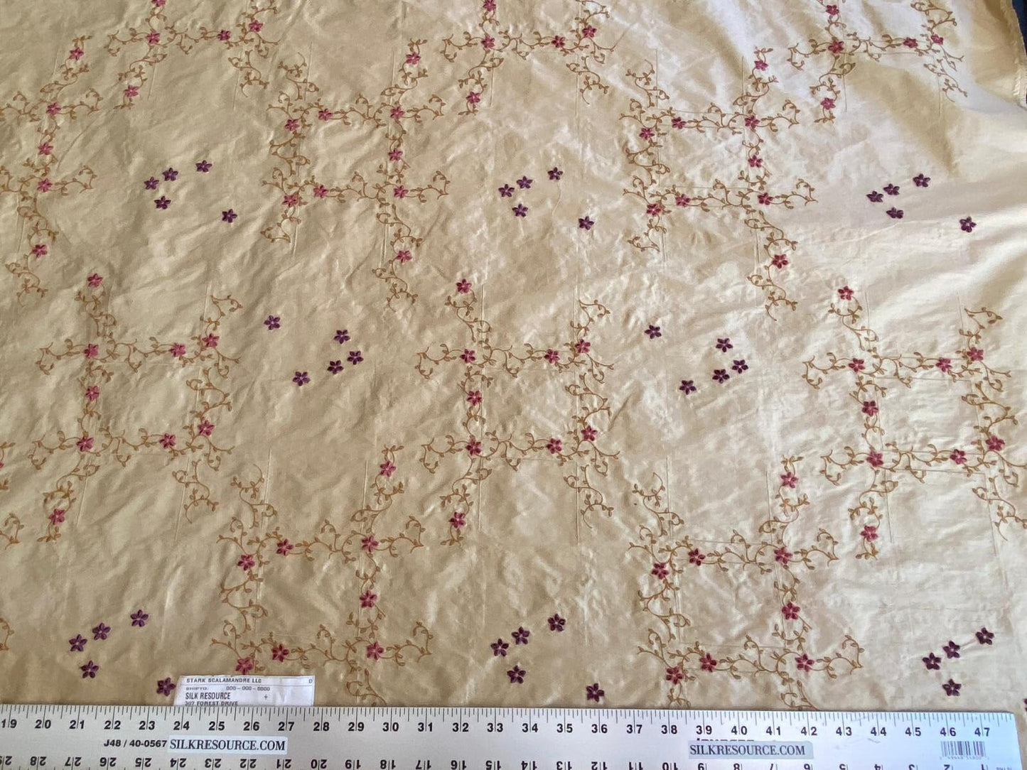 Scalamandre Old World Weavers Amaresh Embroidery Silk Gold Clematis