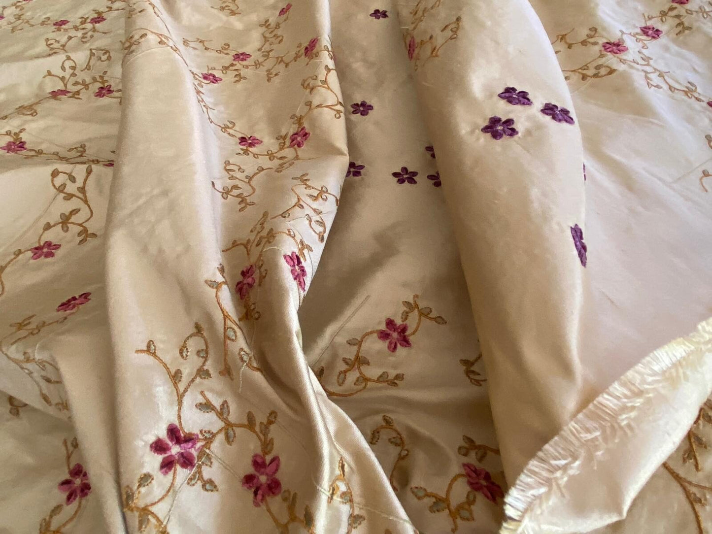 Scalamandre Old World Weavers Amaresh Embroidery Silk Gold Clematis