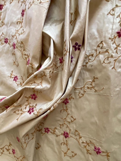 Scalamandre Old World Weavers Amaresh Embroidery Silk Gold Clematis