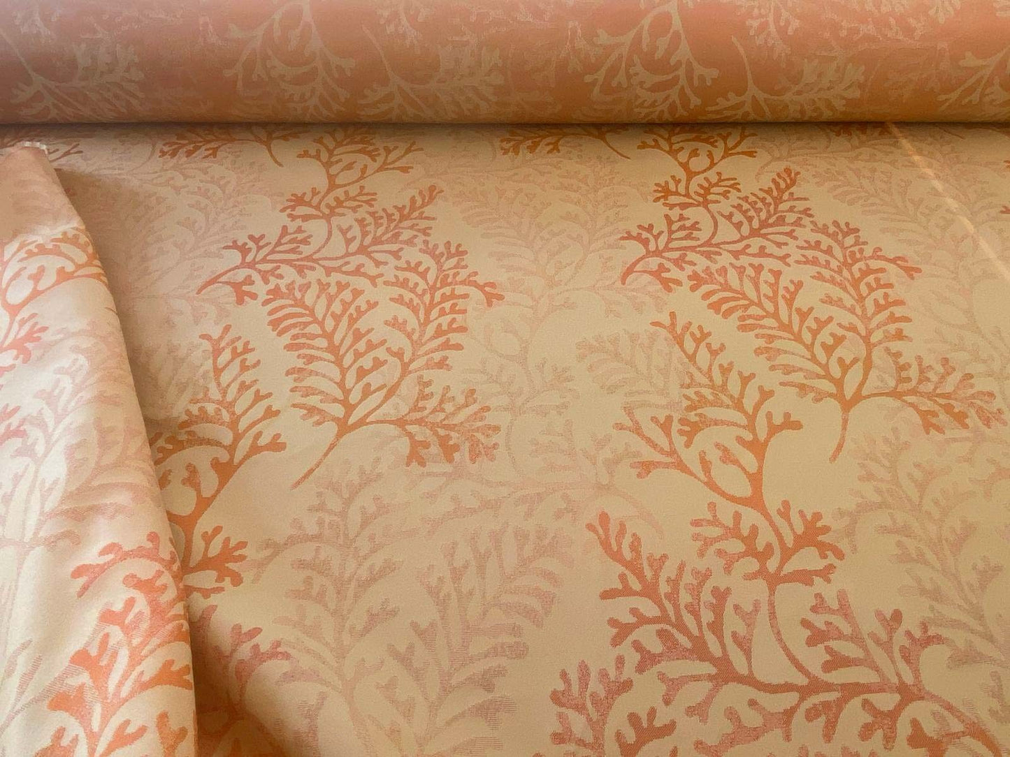 By yard Scalamandre Corail Grey Watkins Tahitian Sunset Orange Peach Coral Pink Cream MSRP USD 136/y