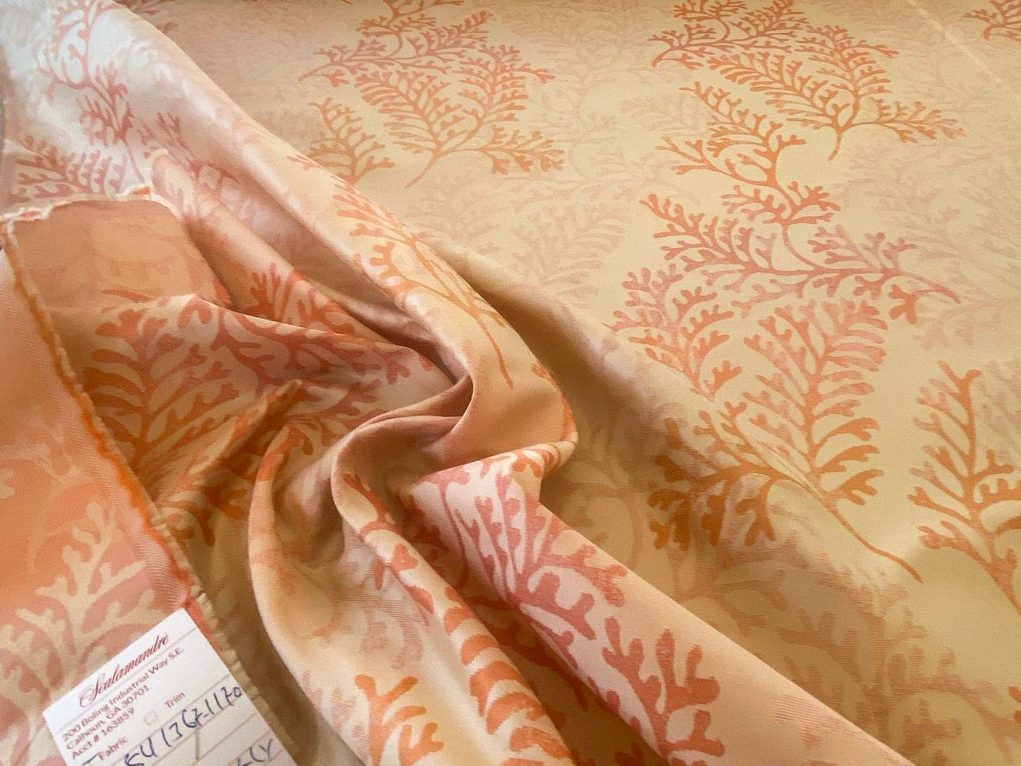 By yard Scalamandre Corail Grey Watkins Tahitian Sunset Orange Peach Coral Pink Cream MSRP USD 136/y