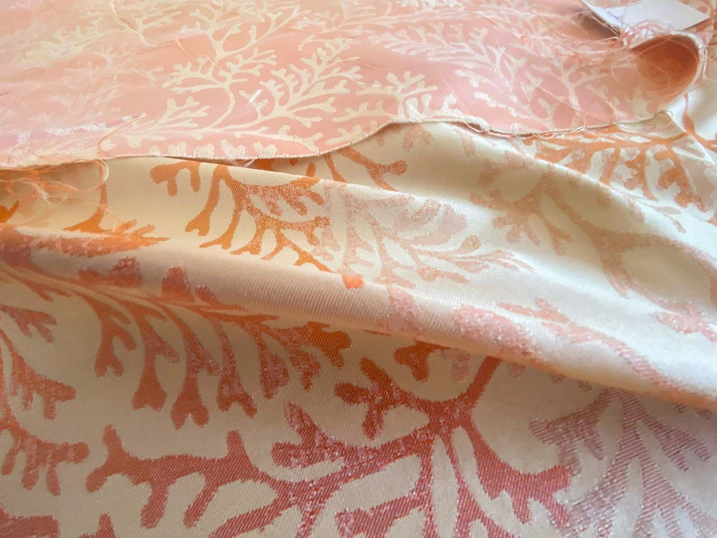 By yard Scalamandre Corail Grey Watkins Tahitian Sunset Orange Peach Coral Pink Cream MSRP USD 136/y