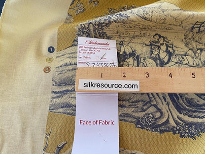 Scalamandre Four Seasons Toile Print Gold Blue English Country Historical Design MSRP USD236/Y