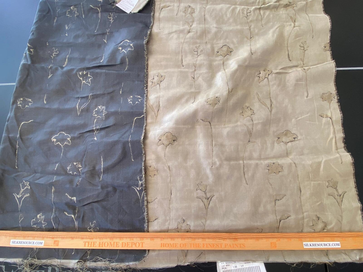 Scalamandre Grey Watkins Orissa Semi Sheer Pewter Silk Double Organza Damask Tulip Wildflower MSRP USD 212/Y