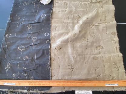 Scalamandre Grey Watkins Orissa Semi Sheer Pewter Silk Double Organza Damask Tulip Wildflower MSRP USD 212/Y