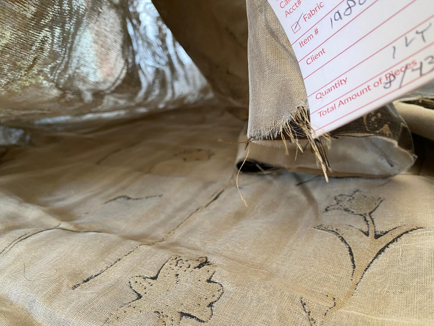 Scalamandre Grey Watkins Orissa Semi Sheer Pewter Silk Double Organza Damask Tulip Wildflower MSRP USD 212/Y