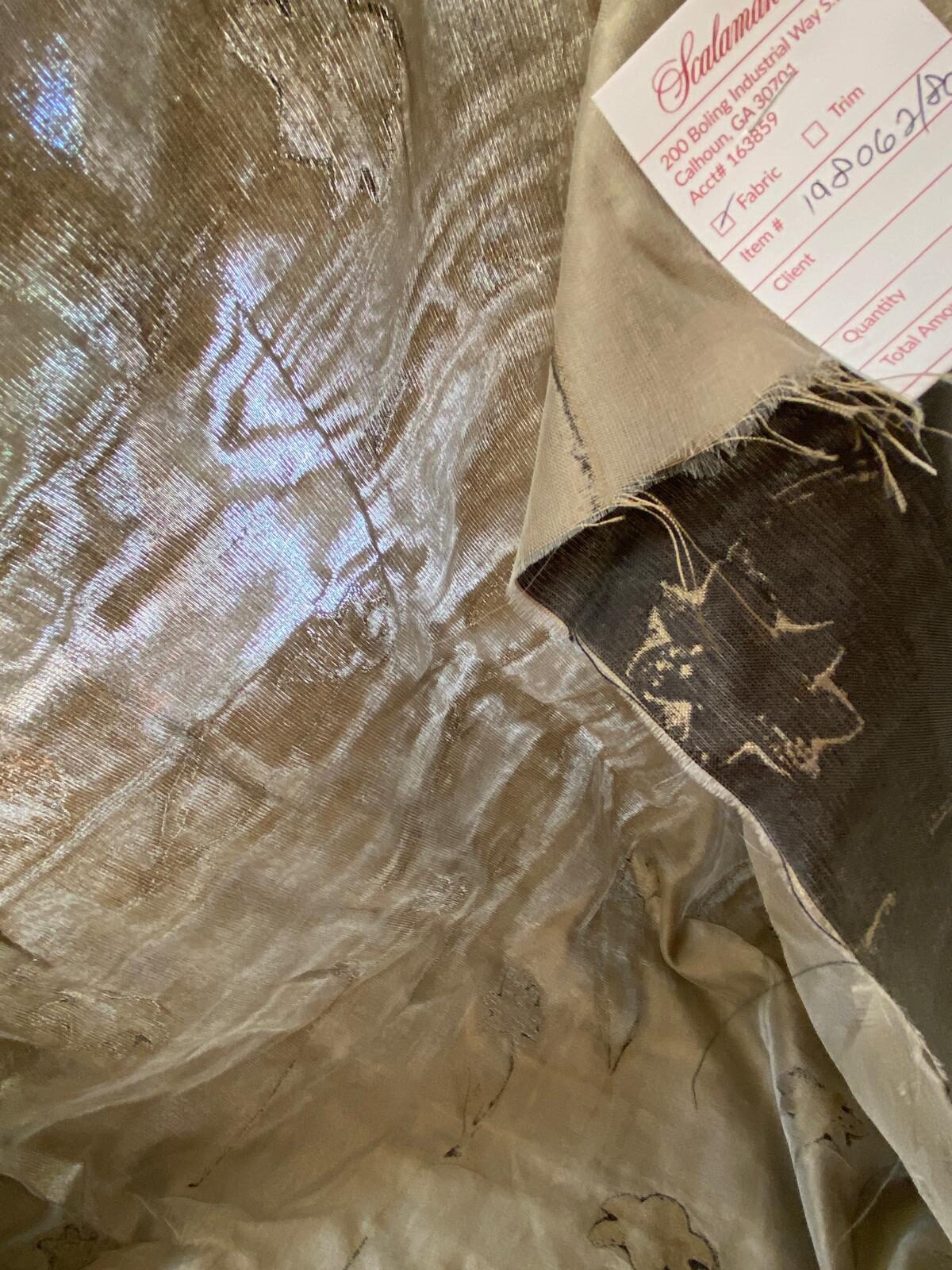 Scalamandre Grey Watkins Orissa Semi Sheer Pewter Silk Double Organza Damask Tulip Wildflower MSRP USD 212/Y