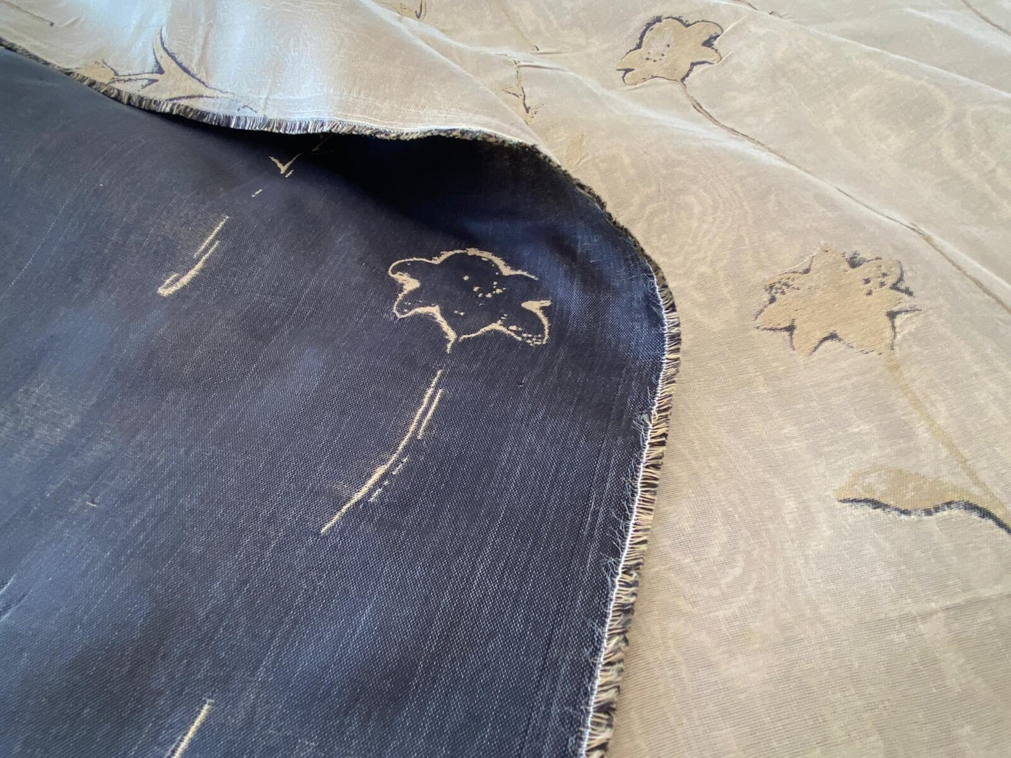 Scalamandre Grey Watkins Orissa Semi Sheer  Gold Silk Double Organza Damask Tulip Wildflower MSRP USD 212/Y