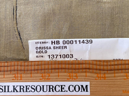 Scalamandre Grey Watkins Orissa Semi Sheer  Gold Silk Double Organza Damask Tulip Wildflower MSRP USD 212/Y