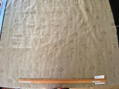 Scalamandre Grey Watkins Orissa Semi Sheer  Gold Silk Double Organza Damask Tulip Wildflower MSRP USD 212/Y