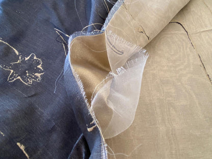 Scalamandre Grey Watkins Orissa Semi Sheer  Gold Silk Double Organza Damask Tulip Wildflower MSRP USD 212/Y