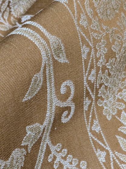 By Yd Lee Jofa Kalabagh Weave Curry Burnt Gold Tiger Sniffs Rose MSRP USD 259+/y Border BOTH Sides