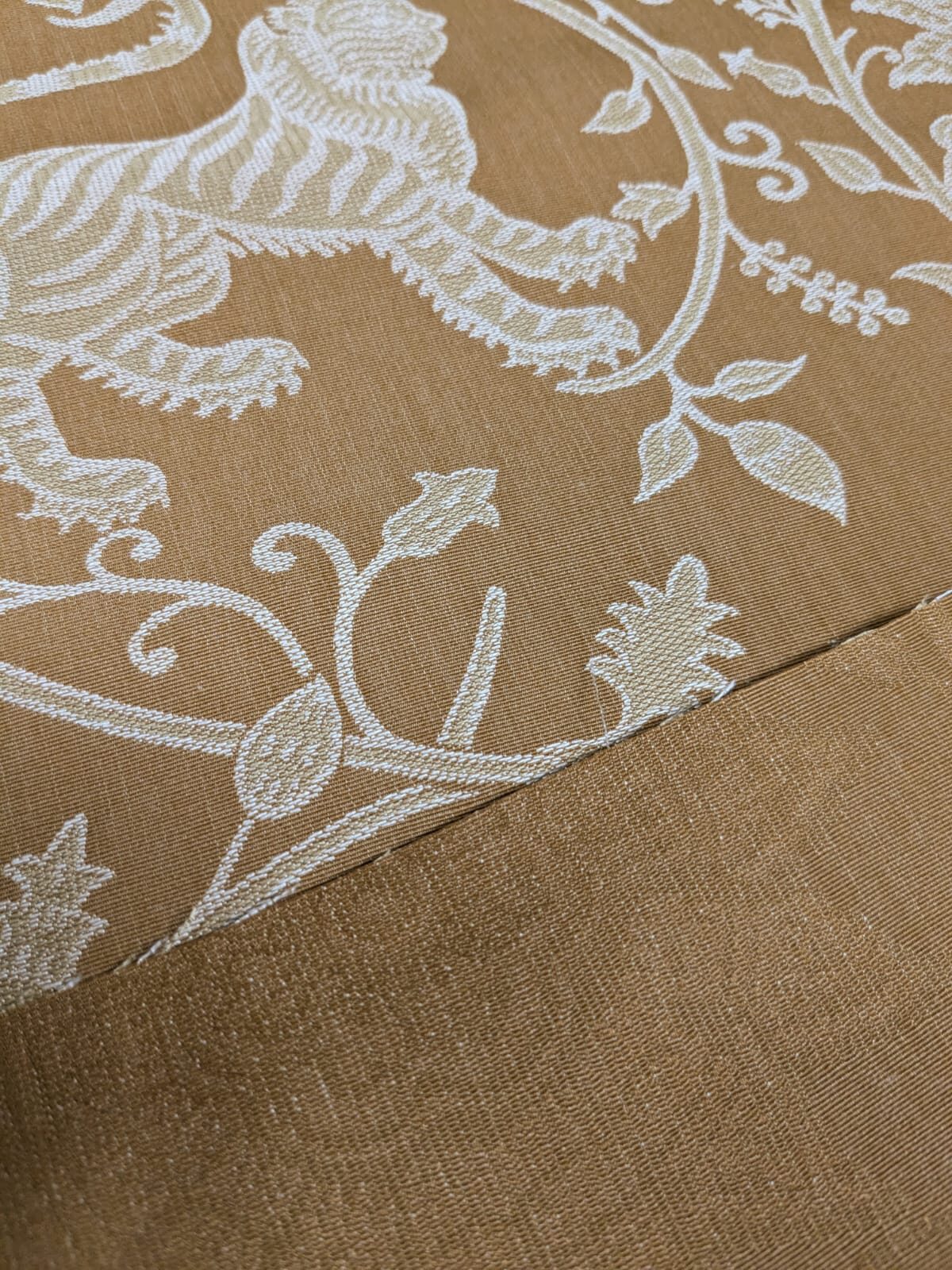 By Yd Lee Jofa Kalabagh Weave Curry Burnt Gold Tiger Sniffs Rose MSRP USD 259+/y Border BOTH Sides