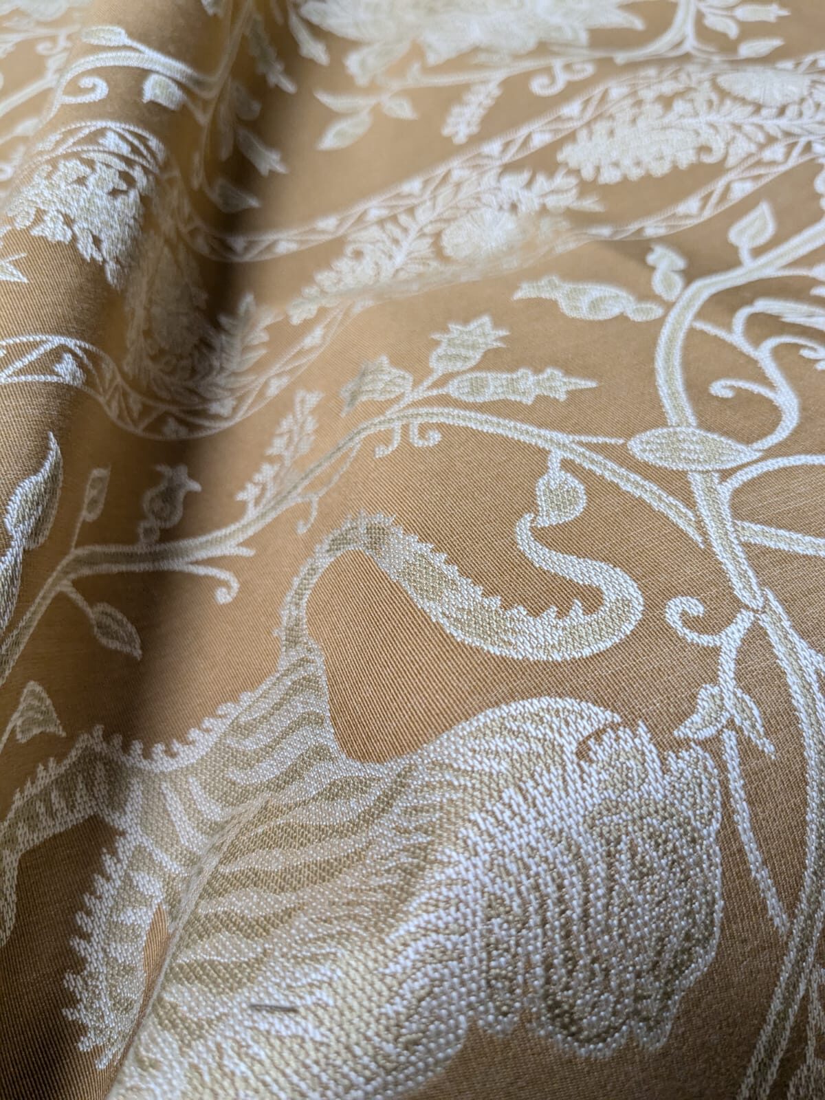 By Yd Lee Jofa Kalabagh Weave Curry Burnt Gold Tiger Sniffs Rose MSRP USD 259+/y Border BOTH Sides