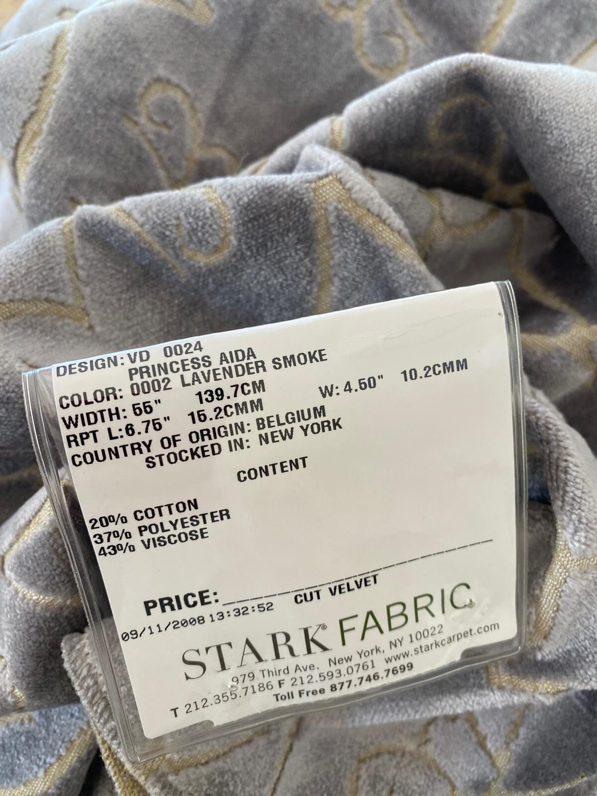 13 Berkbox74 Square Velvet by Old World Weavers Princess Aida Lavender Smoke Gray Cut Velvet Silky MSRP USD 265/Y