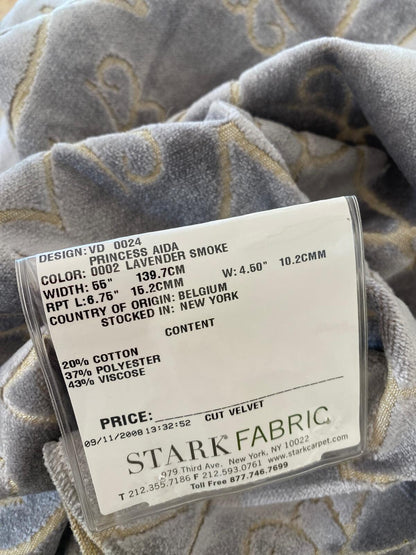 15 Berkbox74 Square Velvet by Old World Weavers Princess Aida Lavender Smoke Gray Cut Velvet Silky MSRP USD 265/Y