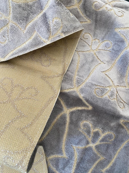 12 Berkbox74 Square Velvet by Old World Weavers Princess Aida Lavender Smoke Gray Cut Velvet Silky 1yd X 27" MSRP USD 265/Y