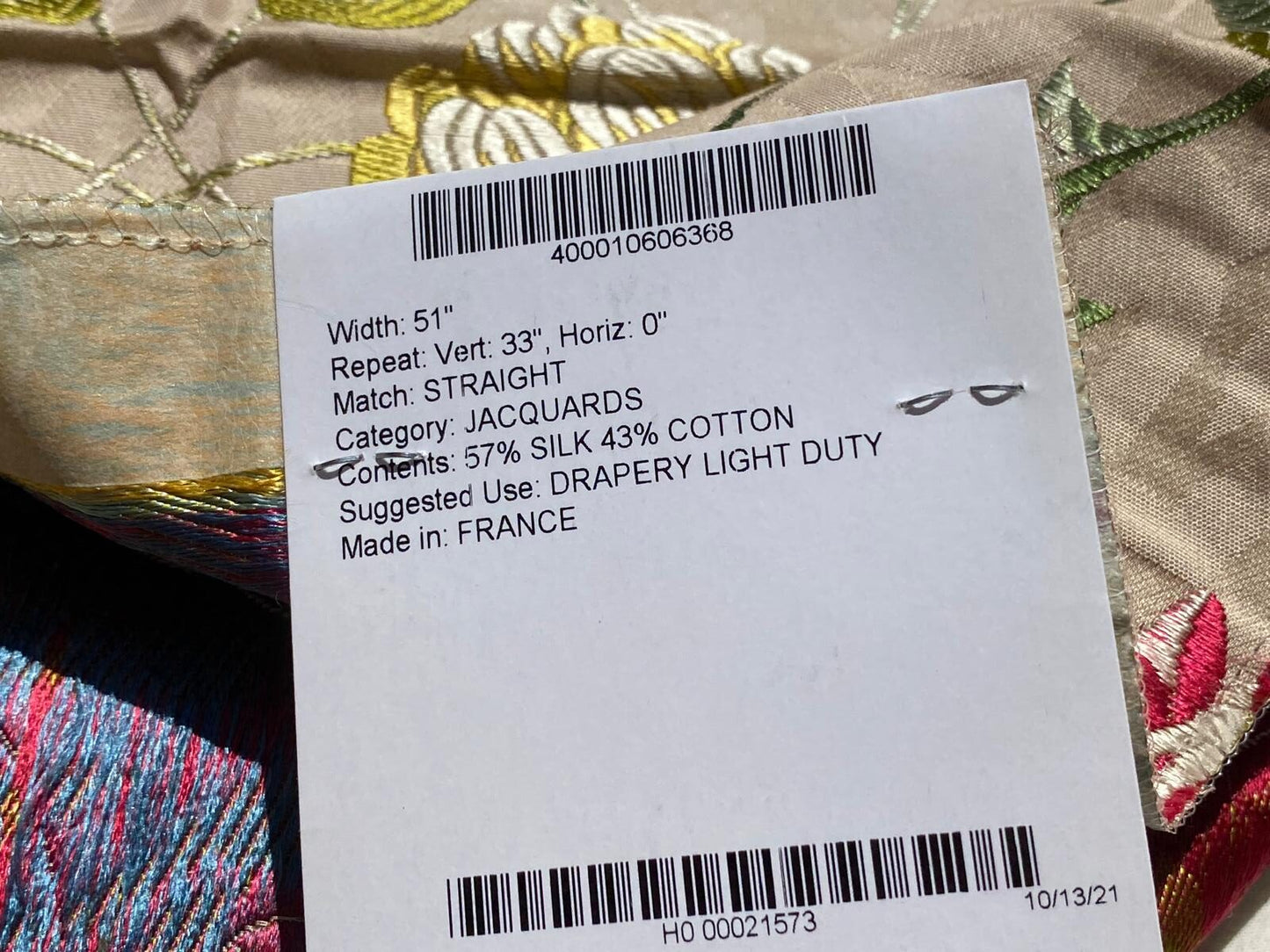 Tassinari and Chatel Scalamandre Paiva Bis Beige Floral Historic MSRP USD 2268/y